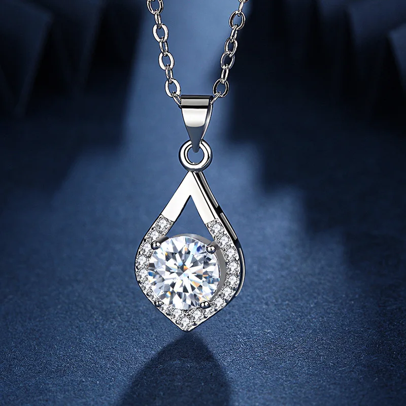 S925 Sterling Silver Necklace Earrings Set white pink Zircon Crystal For Women Engagement Jewelry Gift Party