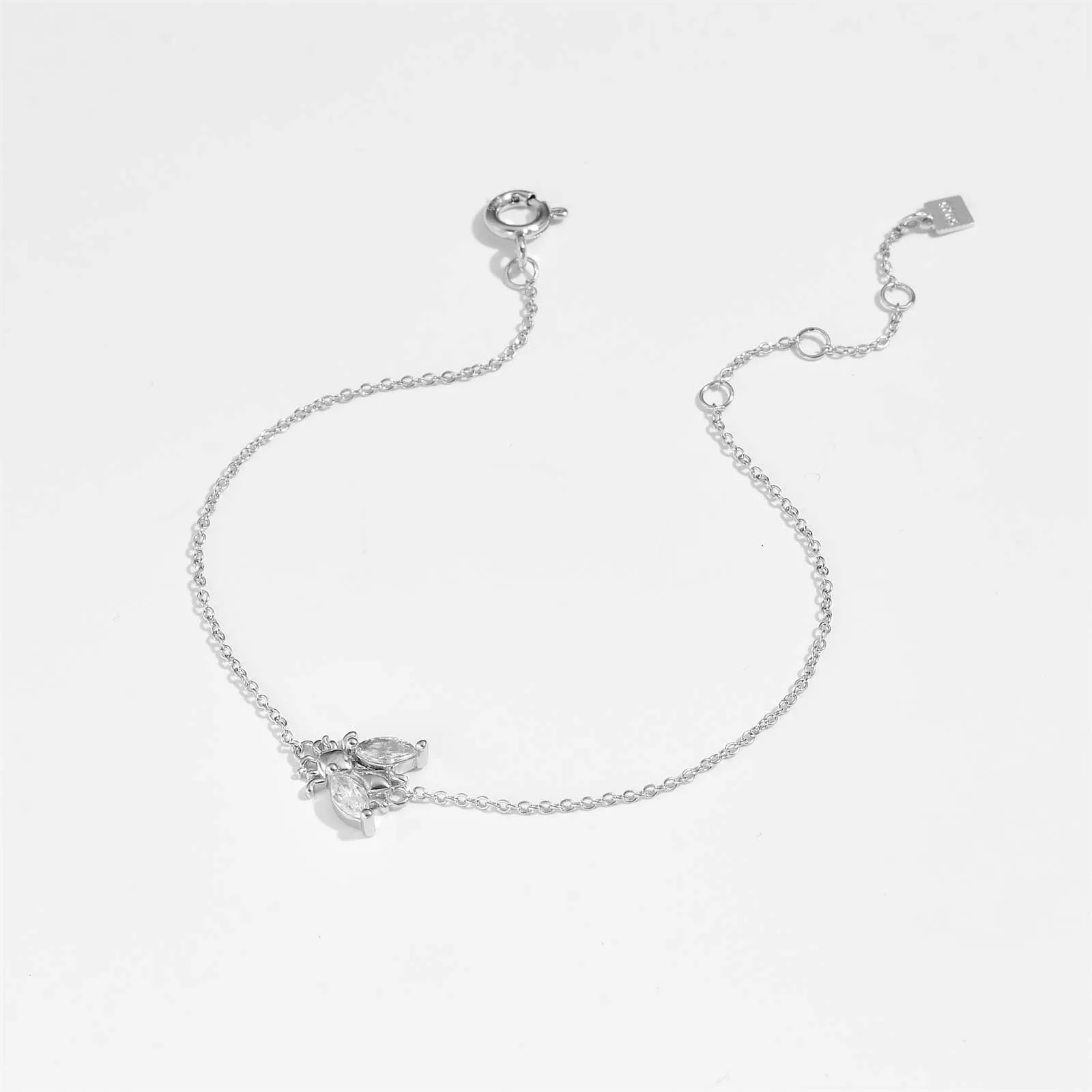 ANDYWEN 2021 nuovo 925 Sterling Silver Gold Clear Bees bracciale catena gioielli moda CZ zircone semplice luce braccialetto gioielli regalo