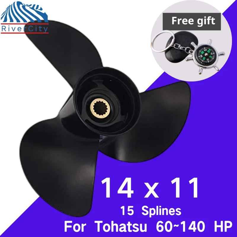 

For Tohatsu Nissan 60HP 70HP 75HP 90HP 115HP 14X11 Outboard Propeller Boat Aluminum Alloy Screw 3 Blade 15 Spline Marine Engine