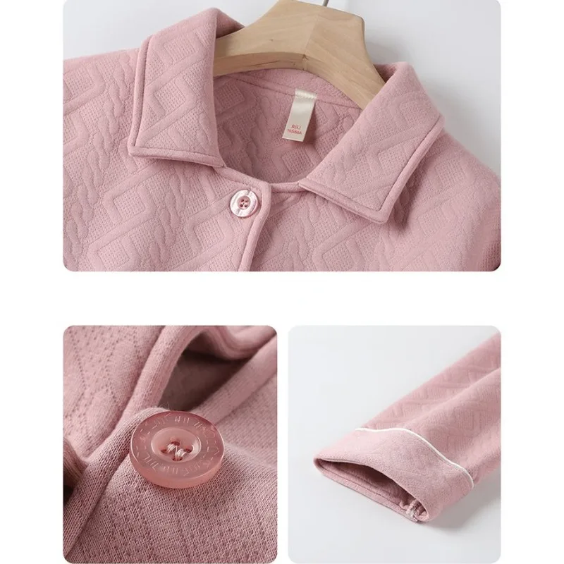 2023 New Pajama Woman Winter Thickened Pure Cotton Three-layer Thin Sandwich Cotton Loungewear Middle-aged Autumn Warm Homewear