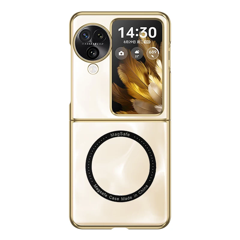 Luxury Magnetic For Magsafe Wireless Charging Phone Case For OPPO Find N3 N3Flip Transparent Hard Pc Shockproof Cover N3Flip