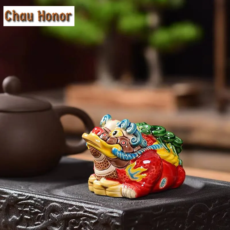 Boutique Tea Pet Creative Decorations For Household Ceramics Toad Statue Tea Ceremony Accessories Craft Figurine Customized Gift