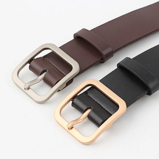 2023 PU Leather Belt for Women Square Pin Buckle Black Belts for Jeans Pants Chic Luxury Brand Vintage Strap Female Waistband