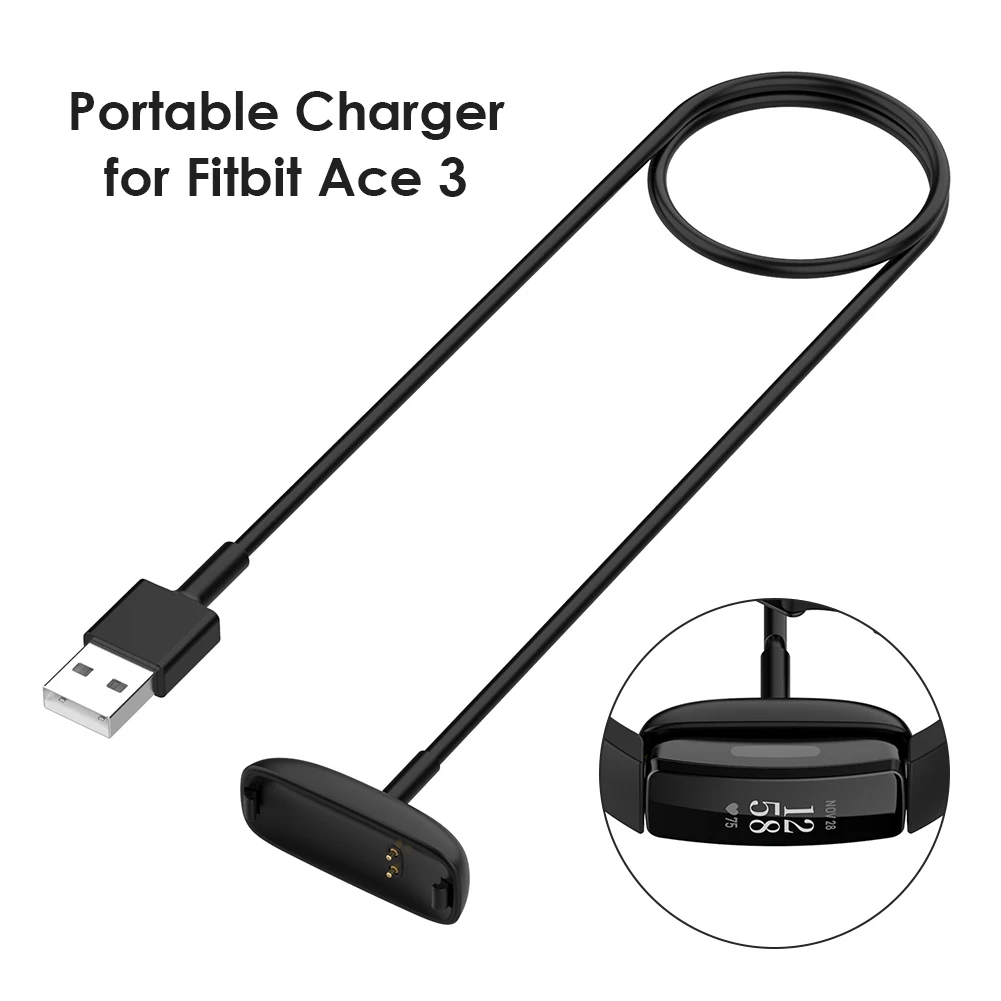

USB Charging Cable for Fitbit Ace 2 3 Fitbit Inspire 2 3 Smart Watch Bracelet Replacement Power Cable Charger Adapter