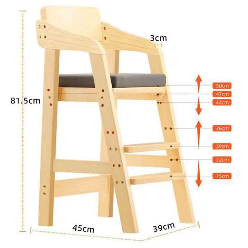 Wooden Kid High Chair Solid Wood Feeding Seat Restaurant High Chair Baby Dining For Toddlers Babies Studying Dining Eating
