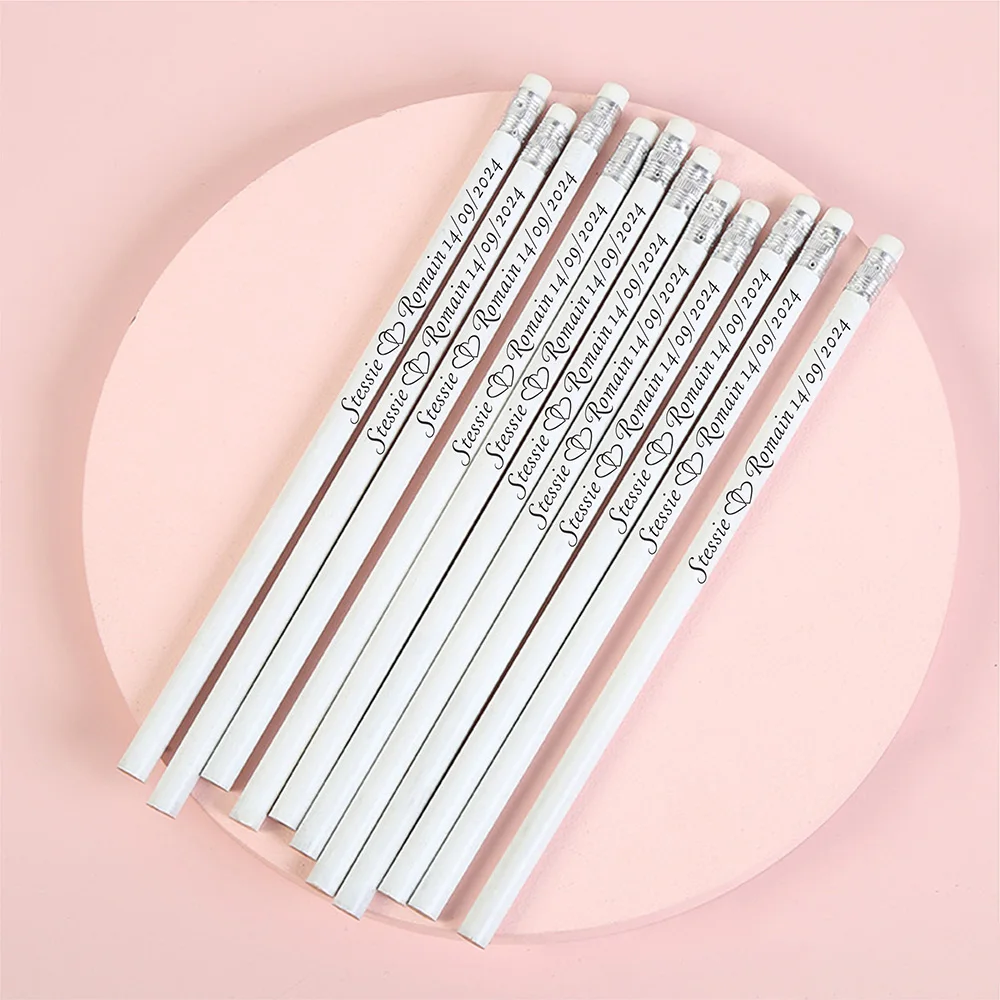 Customized Engraved Wooden Pencils with Eraser - Perfect for School, Weddings, Baby Showers, and Parties
