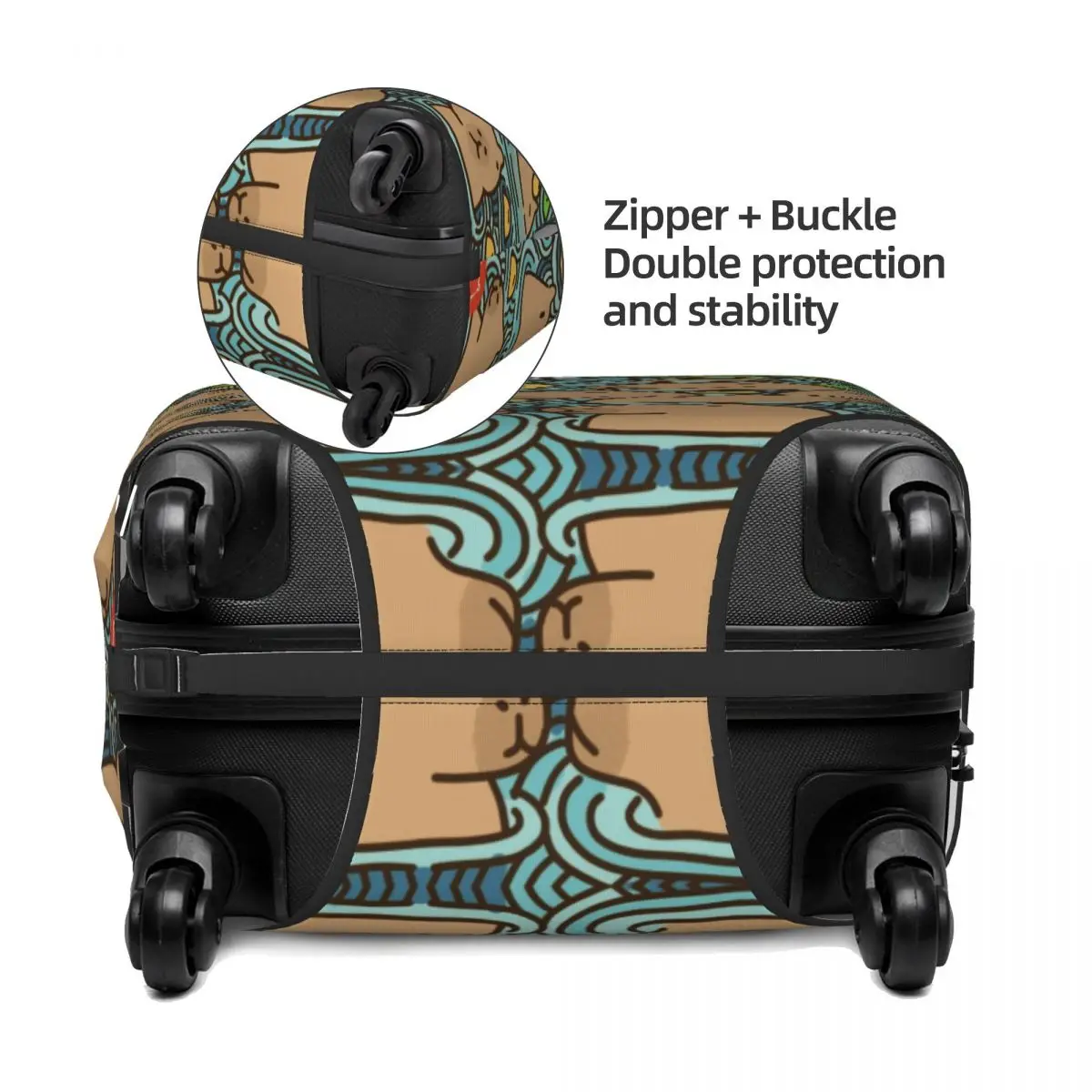 Custom A Pond Full Of Capybara Luggage Cover Cute Suitcase Protector Covers Suit For 18-32 inch 3