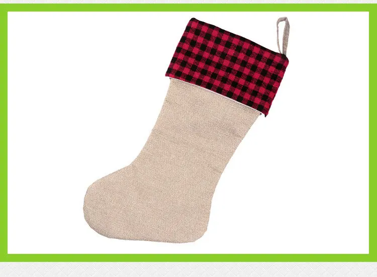 Christmas Decoration Supplies Red and Black Plaid Deer Christmas Stockings Christmas Tree Pendant Gift Bag Gift Bag