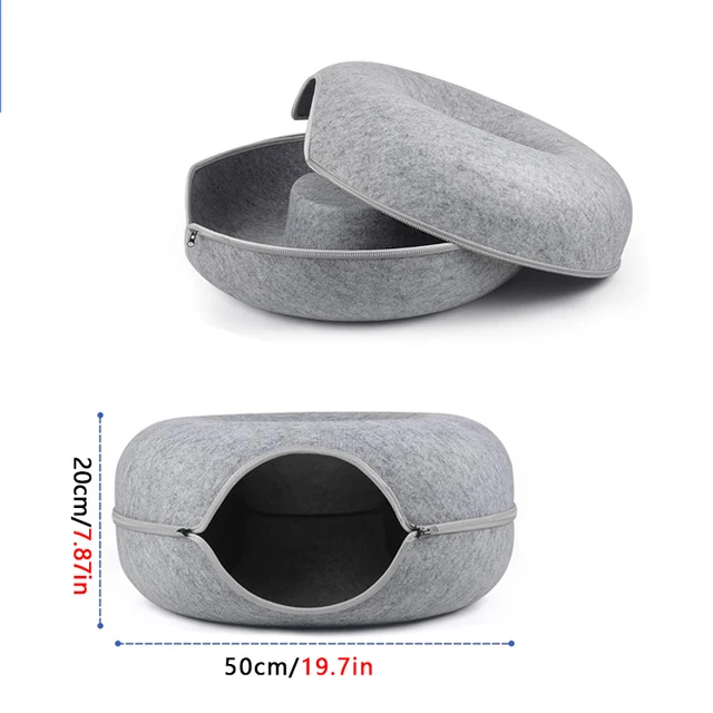 Donut Pet Cat Tunnel Interactive Bed Toy House Cat Bed Dual-use Felt Indoor Cat House Kitten Sports Equipment Cat Supplies 4