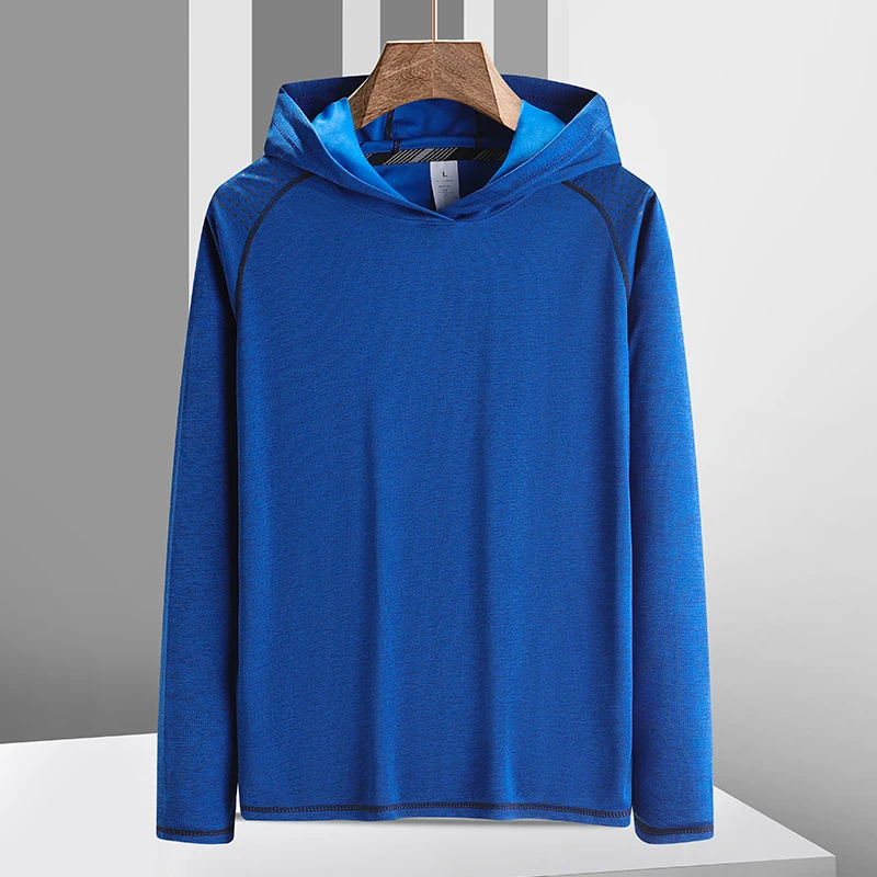 Men's 2024 Outdoor Sports Autumn and Winter Long Sleeved Quick Drying Running Hooded Hoodie Fashion Loose and Versatile Tops