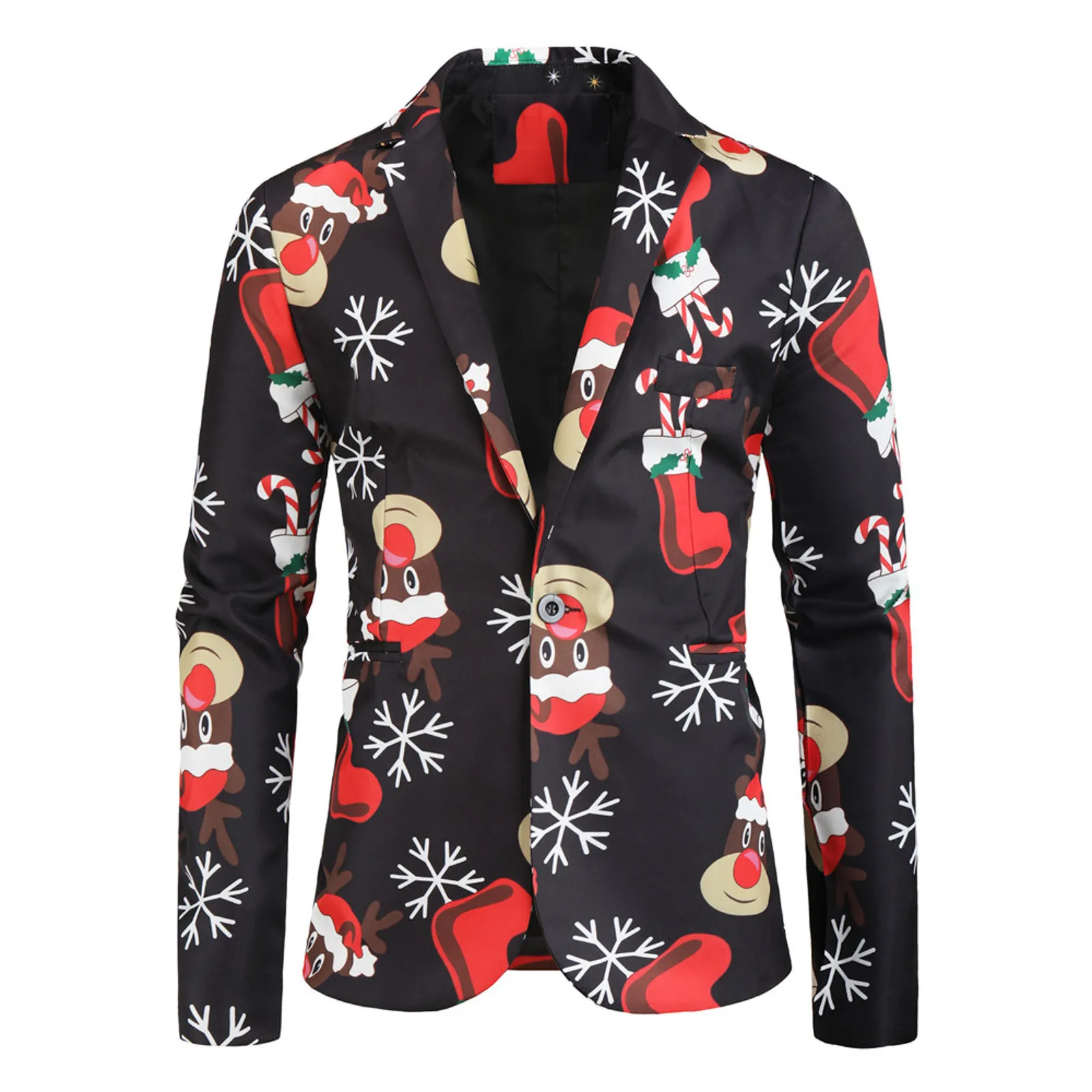 Original Design Men'S Christmas Jacket Single Row Suit Coats Fashion Men Printed Casual Blazers Plus Size Jackets For Party 2025