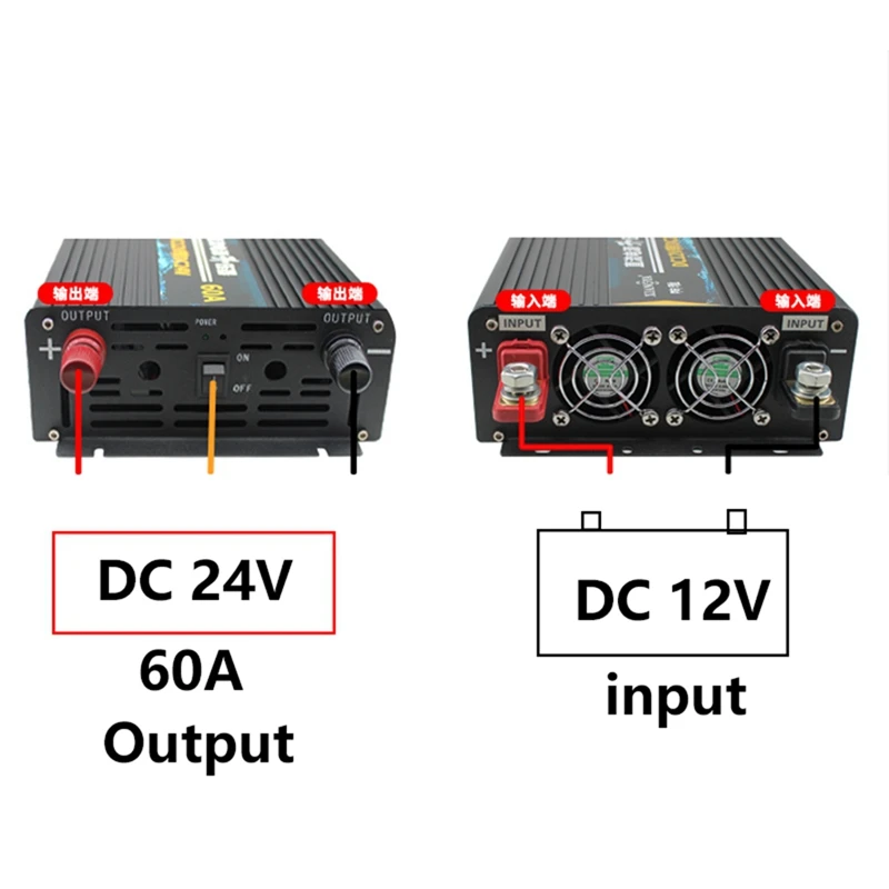 Power Booster Da 12 V A 24 V Dc 60 Ampere Power Booster Convertitore Dc Dc Step-Up Da 12 Volt A 24 Volt Per Frigorifero Video Per Auto