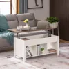White Tea and Coffee Tables for Living Room Chairs With Storage Shelf/Hidden Compartment Furniture Lift Top Coffee Table Dining 1