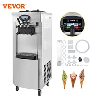 Machine à glaces molles VEVOR grande capacité 20-28L/H, puissance 2200W, double trémie de 6 litres avec panneau LCD pré-refroidi et plateau à œufs 1