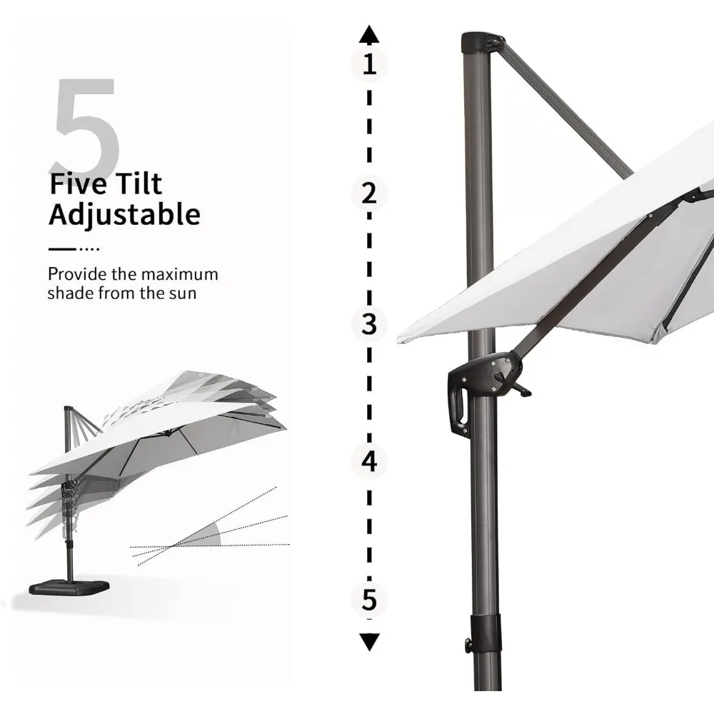 9' X 11.5' Patio Umbrella Outdoor Cantilever Rectangle Umbrella Aluminum Offset Umbrella with 360-degree Rotation fo 6
