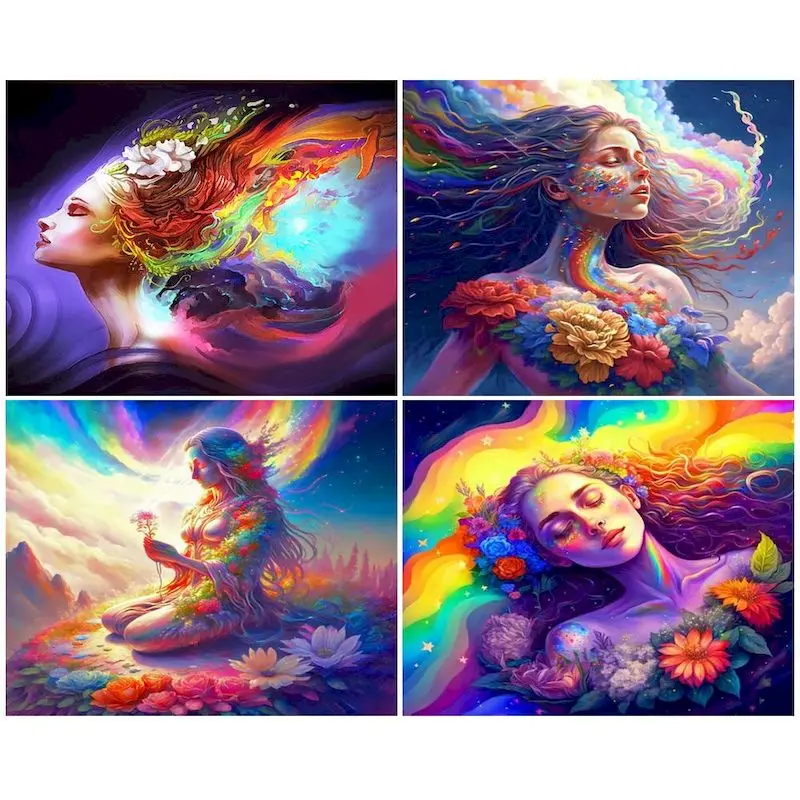 

CHENISTORY Painting By Number Abstract Colorful Girl HandPainted Drawing On Canvas Gift DIY Pictures By Numbers Kits Home Decor