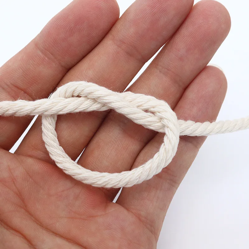 Cotton Rope 50/100/200/400M Natural Beige/White Cotton Twisted Rope 1/2/3/4mm Macrame Cotton Cord Twine String DIY Craft Knitting Decoration Cotton Rope Macrame Cord