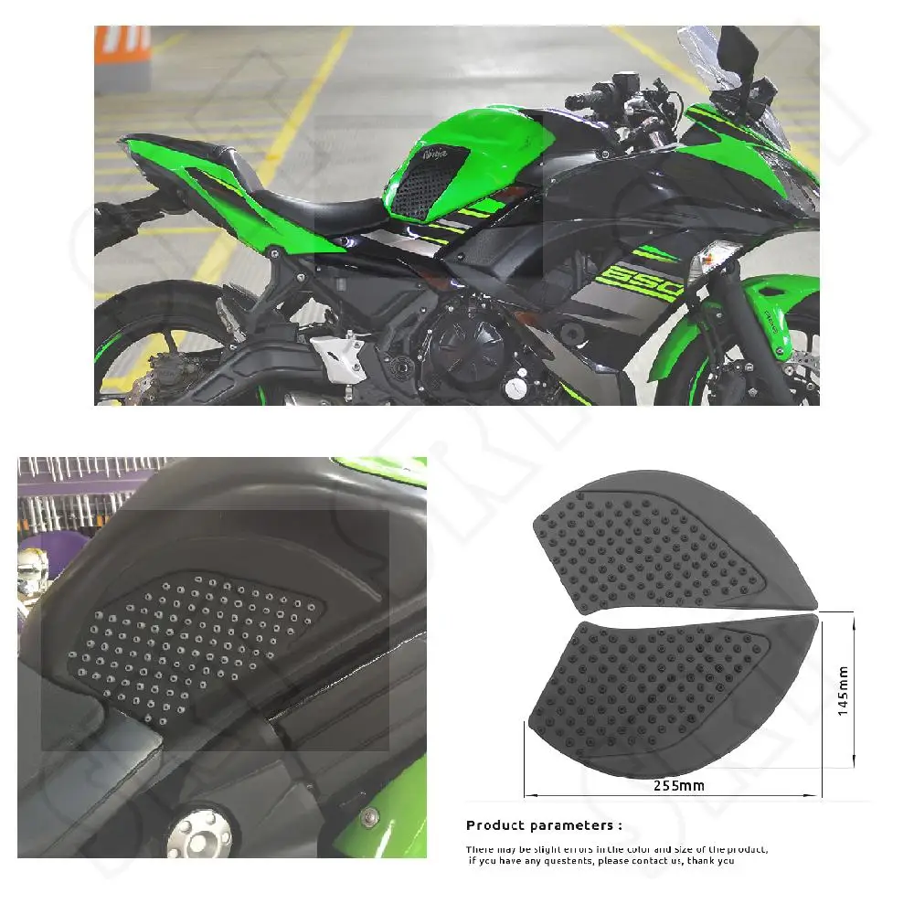 For Kawasaki Ninja 650 NINJA650 2017-2021 2022 Motorcycle Tank Grips Side Traction Pads Knee Anti Tank Slip Sticker Decal Kit gas for tank caps pad cover sticker decals fit for z900 z400 ninja 400 ninja650 drop shipping