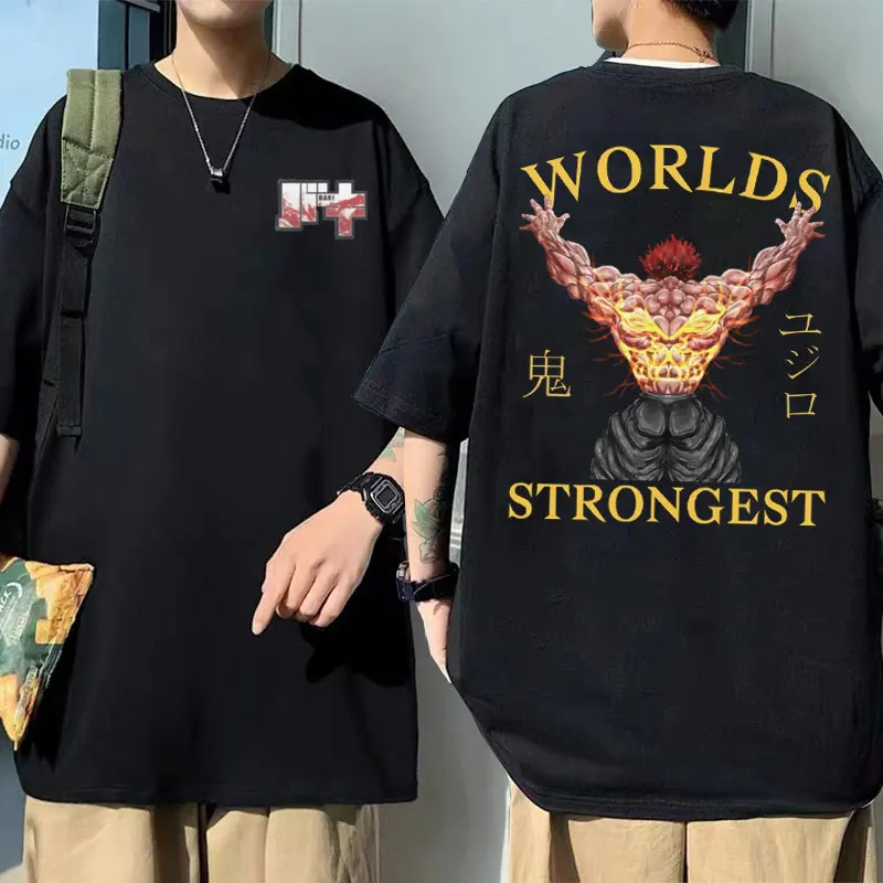 

Anime Man Baki The Grappler Yujiro Hanma Woelds Strongest Graphic T-shirts Men Women Cartoon Tshirt Crewneck Mens Cotton T Shirt