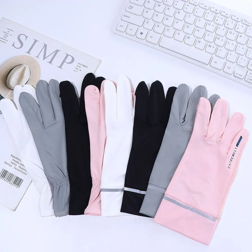 

Driving Elastic Mesh UPF 50+ Anti-UV Ice Silk Touch Screen Mittens Sunscreen Gloves Driving Gloves