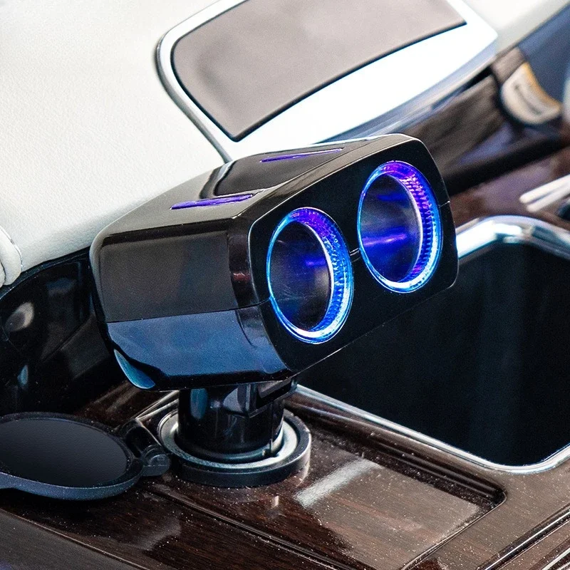 1 pz nuovo auto un punto due caricabatteria per auto accendisigari un punto due caricabatteria per auto multifunzionale può essere regolato a 90 gradi - Image 3