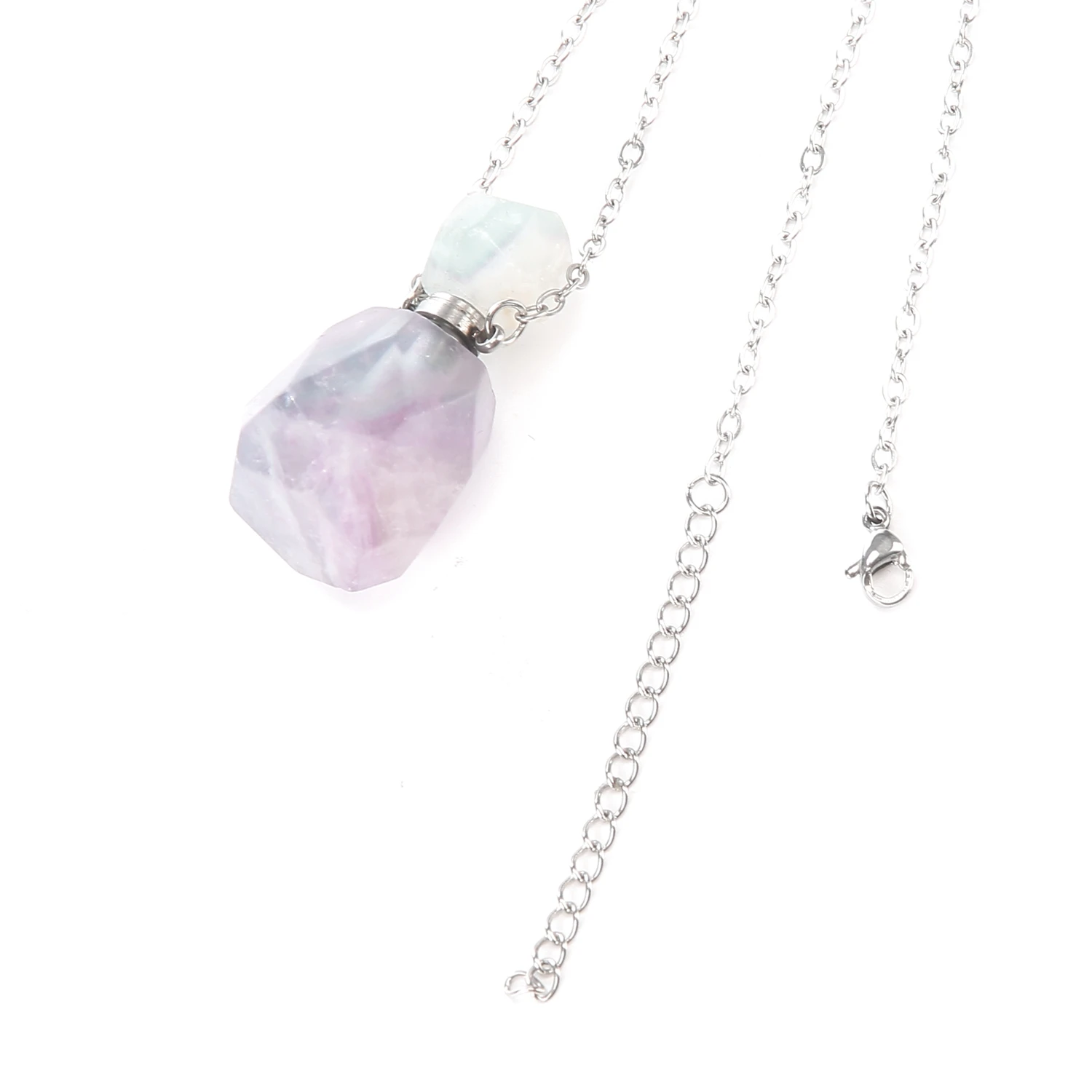 Natural Crystal Shaped Oval Original Stone Perfume Bottle Pendant Fashion Personality Party Pendant Use Pendant Anytime Anywhere