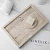 Minimalism Marble Tray for Perfume Candles Jewelry Travertine Stone Vanity Tray for Dresser Countertop Coffee Table Serving 4