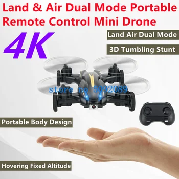 Portatile 4K HD Land Air Dual Mode RC Mini Drone 2.4G 3D Roll Modalità senza testa Attitudine Hold APP WIFI FPV Telecomando Quadcopter