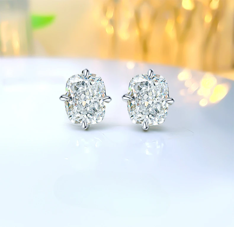

New Ice Crushing Cut Stud Earrings Sterling Silver Inlaid High Carbon Diamond Light Luxury All-Match High Sense Ornament