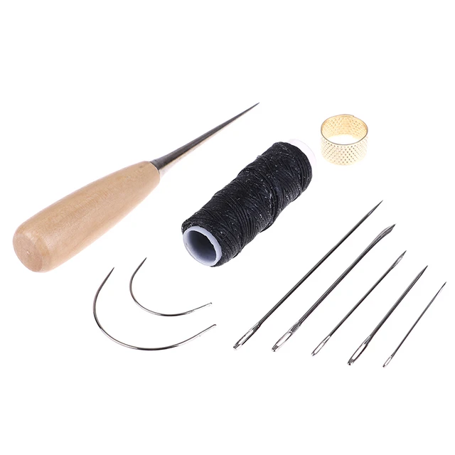 10pcs Leather Sewing Needles Stitching Awl Needle Set Thread Thimbles Hand  Sewing Tools 