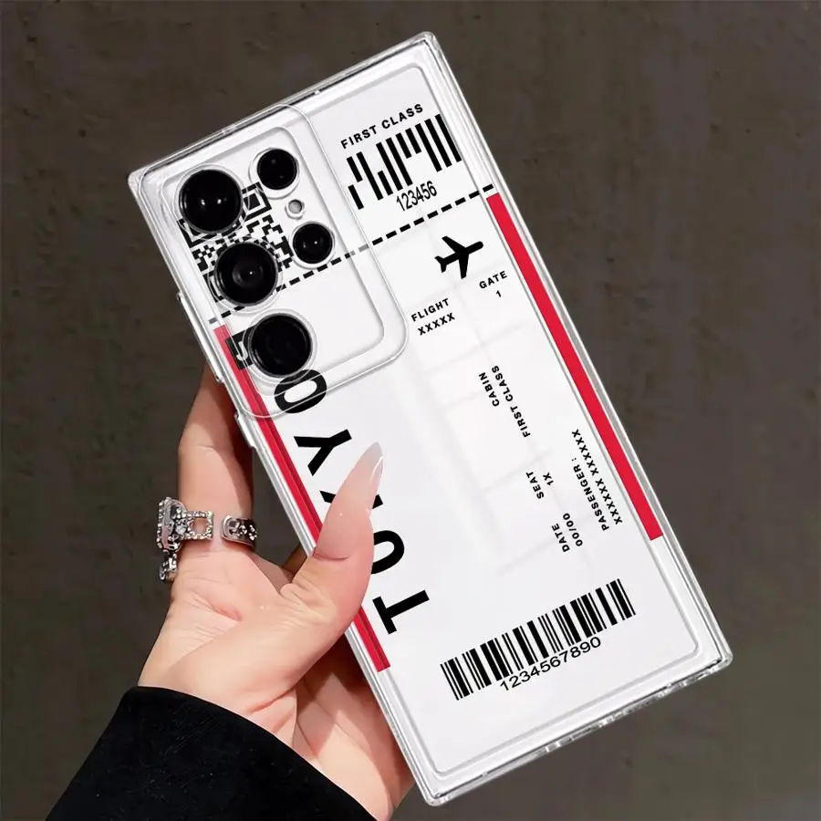 Airplane Ticket Pattern Soft Phone Cover Case