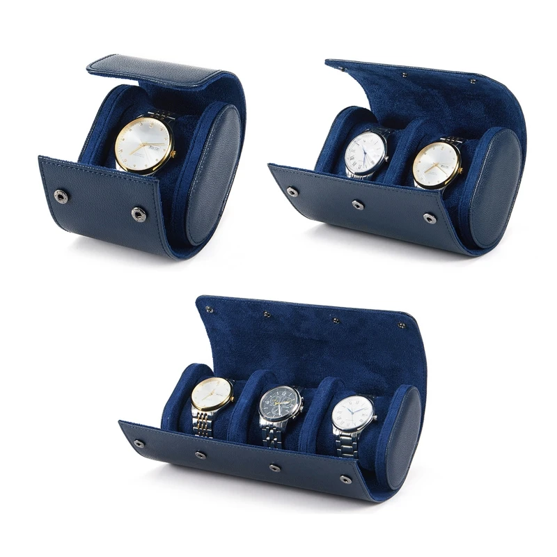 New Blue Portable Watch Box High-grade Leather Watch Storage Box Dust-proof and Anti-fall Multi-function