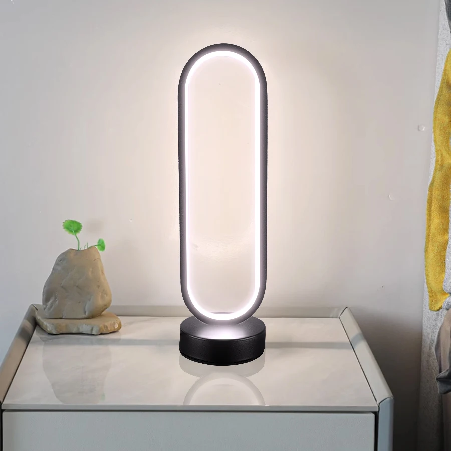 Quarto anel lâmpada elegante sala de estar 3 cores regulável quarto lâmpada cabeceira led candeeiro mesa aprendizagem luz leitura luzes da noite - AliExpress