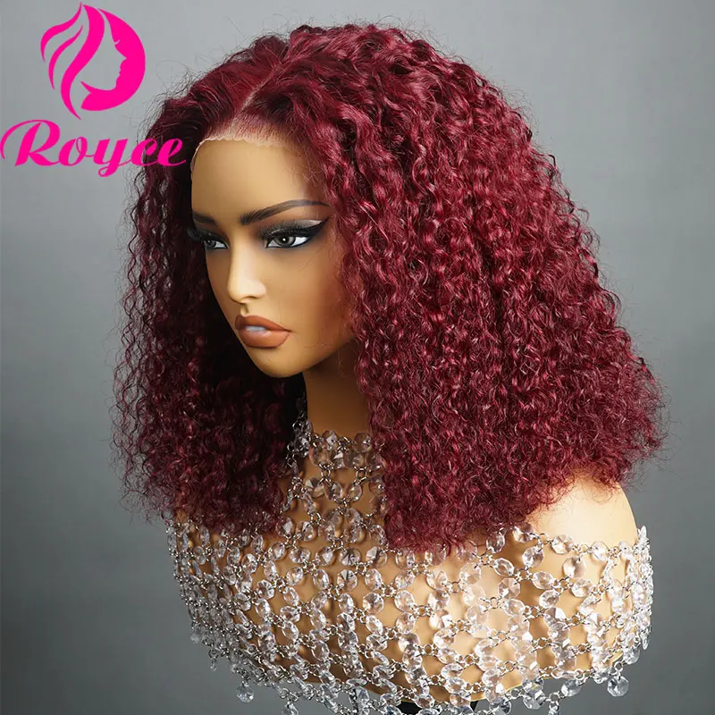 220 Density Ombre Brown Blonde Kinky deep Lace Front Human Hair Wig Red Burgundy Curly Glueless Wig Human Hair Ready to Wear