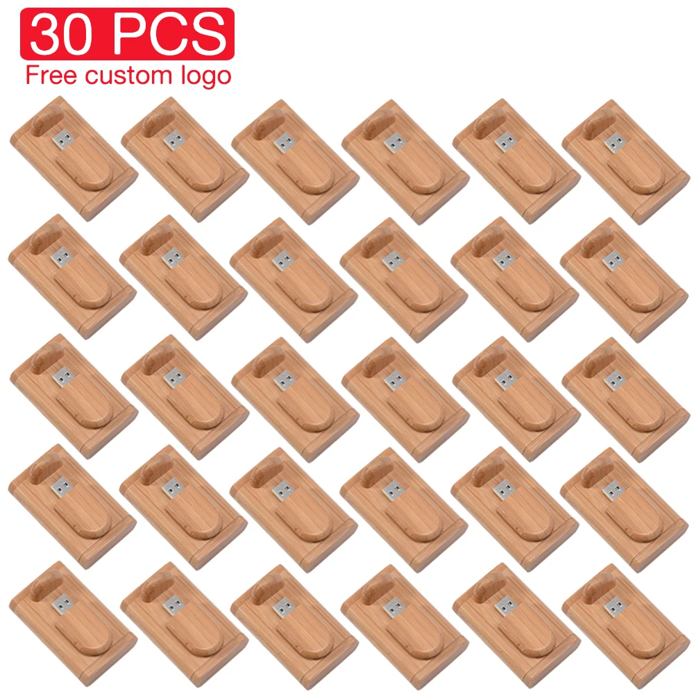 

30PCS/LOT Wooden USB 2.0 Flash Drives 128GB 64GB Free custom logo Pen Drive 32GB 16GB 8GB Memory Stick Wedding Gift 4GB U disk