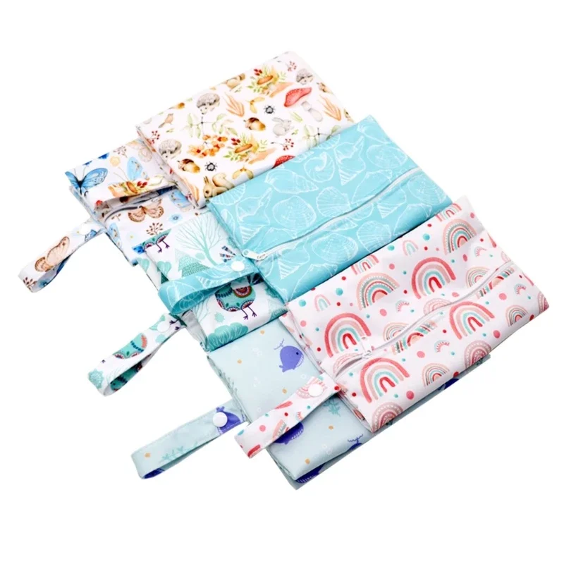 Cartoon Print Baby Diaper Bag Waterproof Wet Dry Nappy Zipper Handbag Large Capacity for Stroller & Travel Durable images - 6