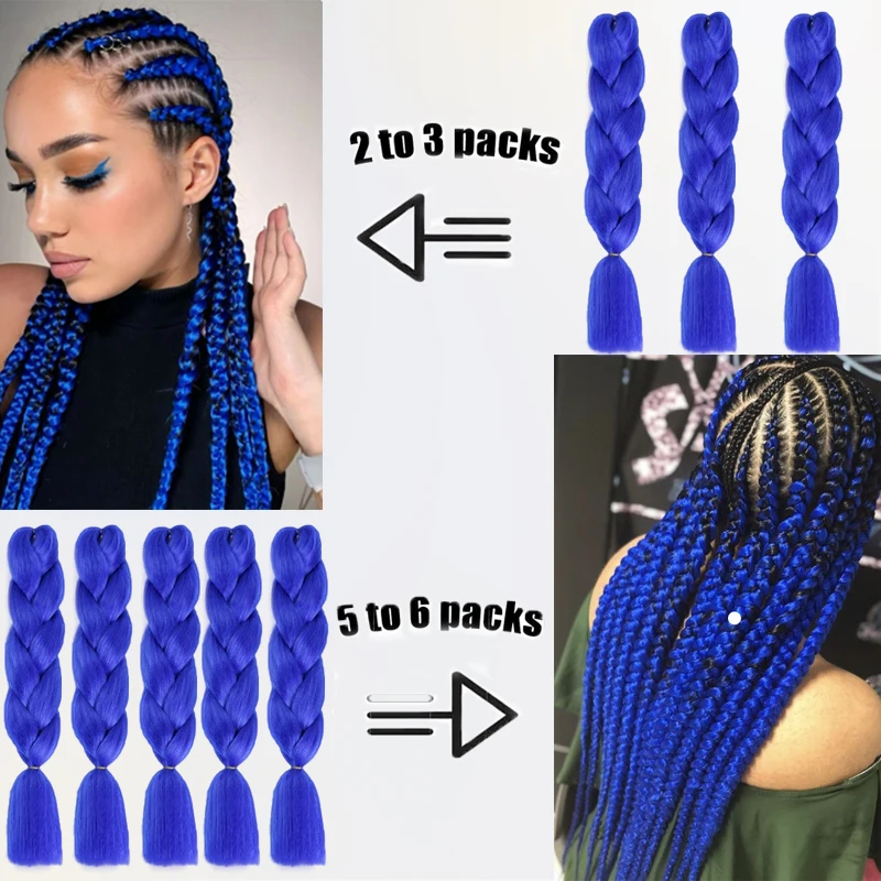 LUPU Ombre Braided Hair Extensions 24inch 3-strand Synthetic Giant High-Temperature Crochet Hook, Suitable for Halloween Parties