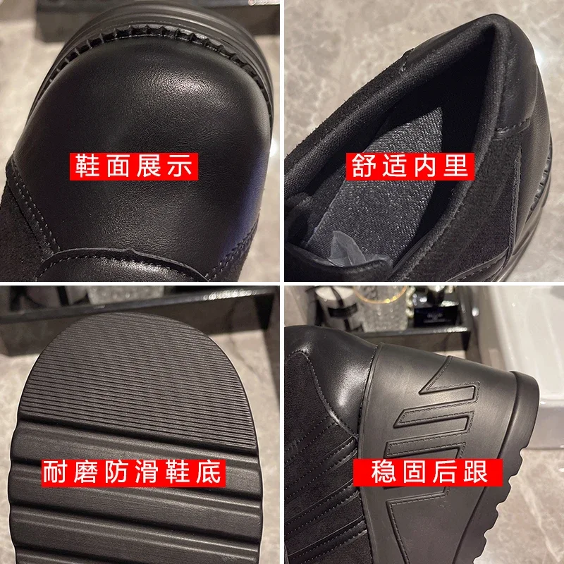 Rubber Boots Women Wedge Heel 2023 Trend Elegant Fashion Shoes Leather Ankle Black Designer High Heels Platform Short Barrel