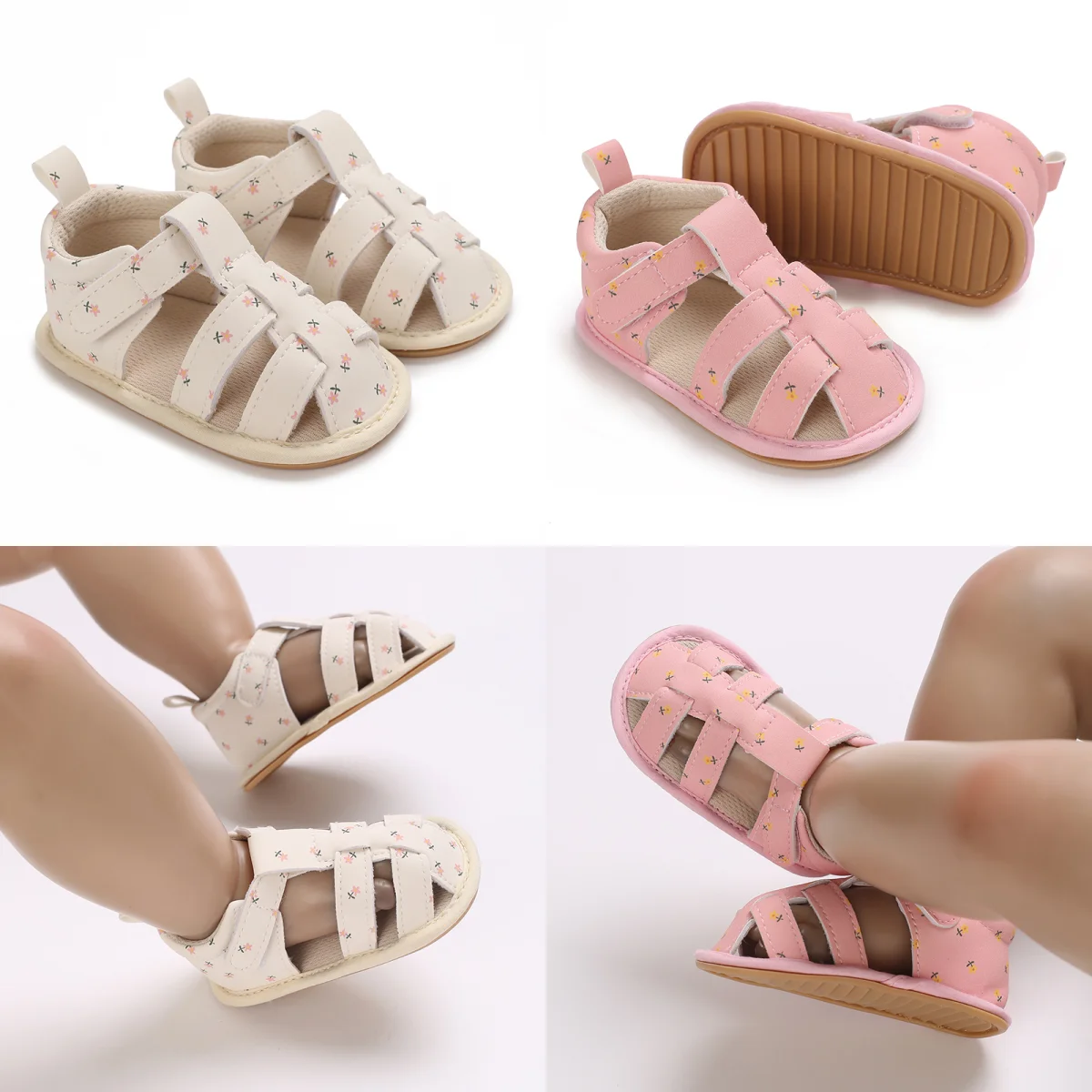 Niedliche Vorschul-Sommersandalen, Baptisten-Prinzessin, lässige weiche Gummisohle, rutschfeste Einzelschuhe, 0–18 Monate, Baby-Wanderschuhe