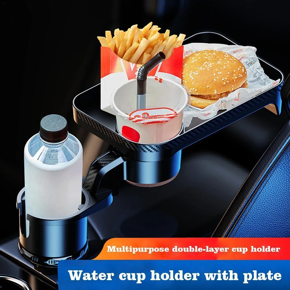 Multifunctional Car Cup Holder Attachable Meal Tray Expanded Table Desk