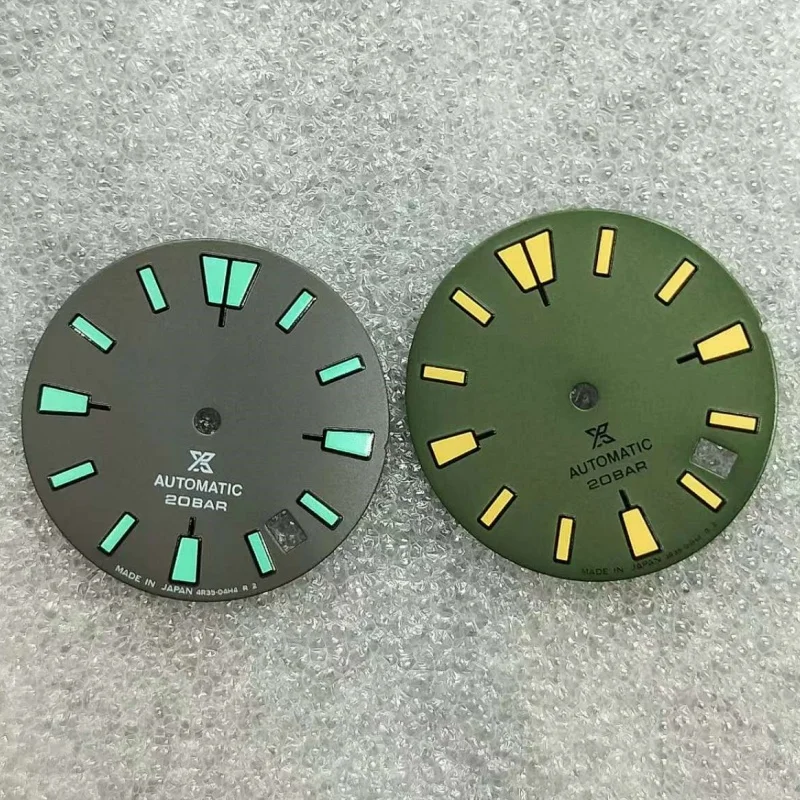 XOUVY Quadranti Di Orologi Quadrante Dell'orologio Con Doppio Calendario Da 28,5 Mm Quadrante Per Orologio Sunburst Accessori Per La Modifica Dell'orologio Luminoso Verde Per Movimento NH36 / 4R / 7S - Foto 8