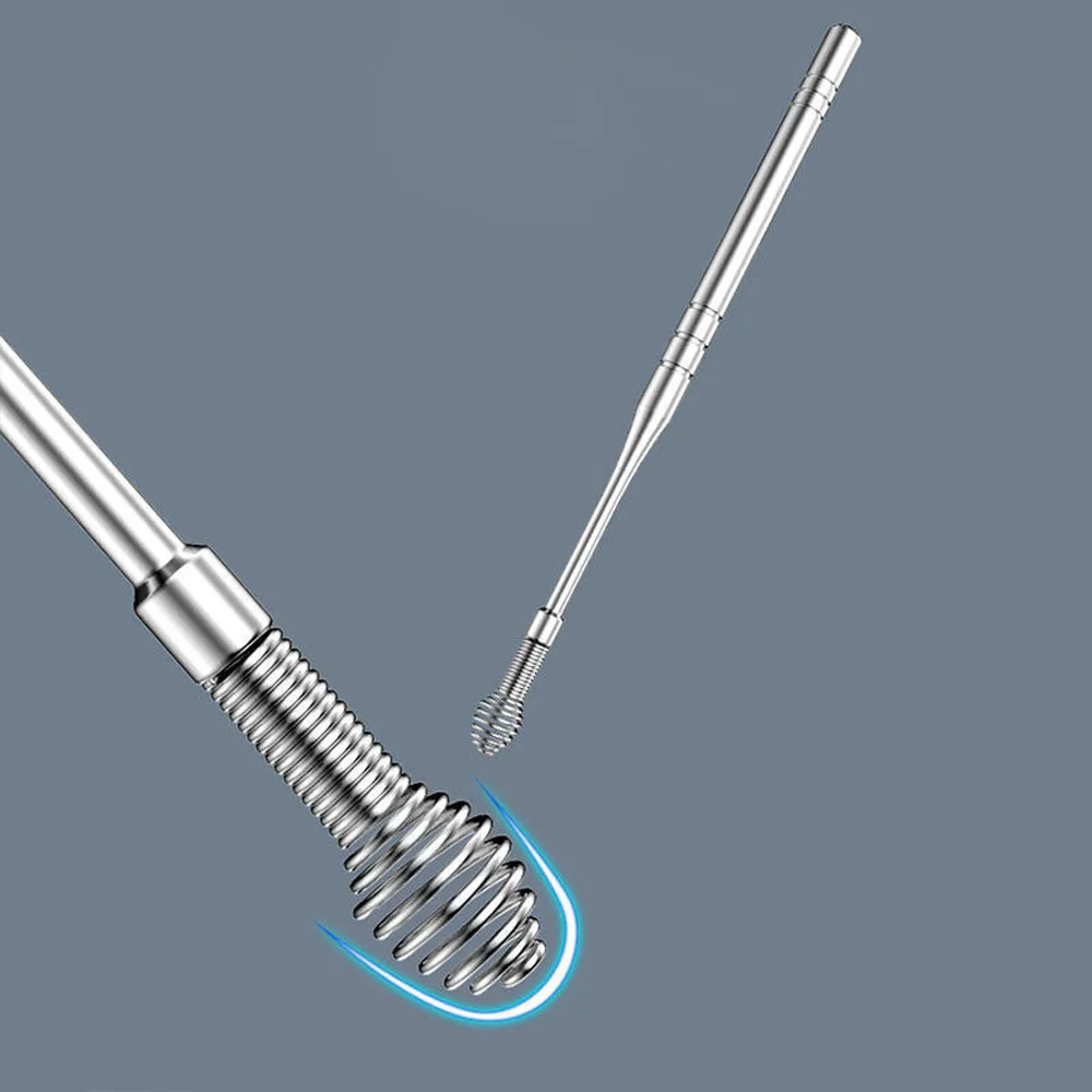 Stainless Steel Professional Massage Reusable Spiral Ear Wax Remover Earpick Ear Care Tools Ear Canal Cleaner