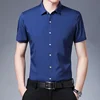 Men's Business Casual Solid Color Short Sleeved Shirt Non Ironing Comfortable Top 3
