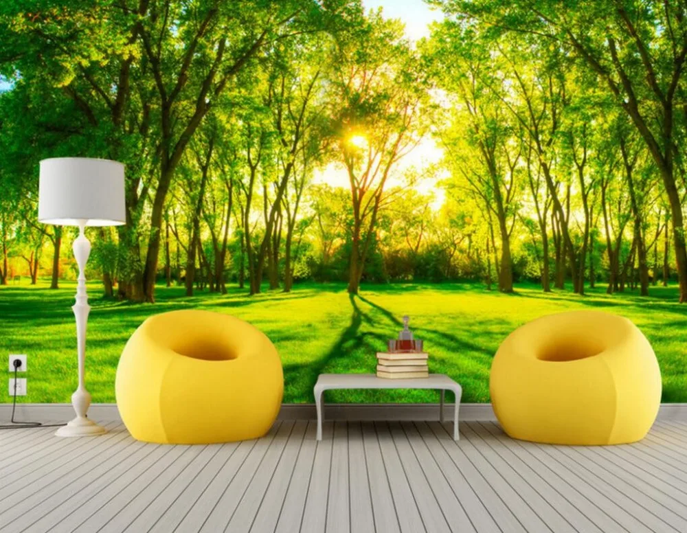 papier peint personnalisé avec forêt verte et grand fond décoration de paysage mur de fond