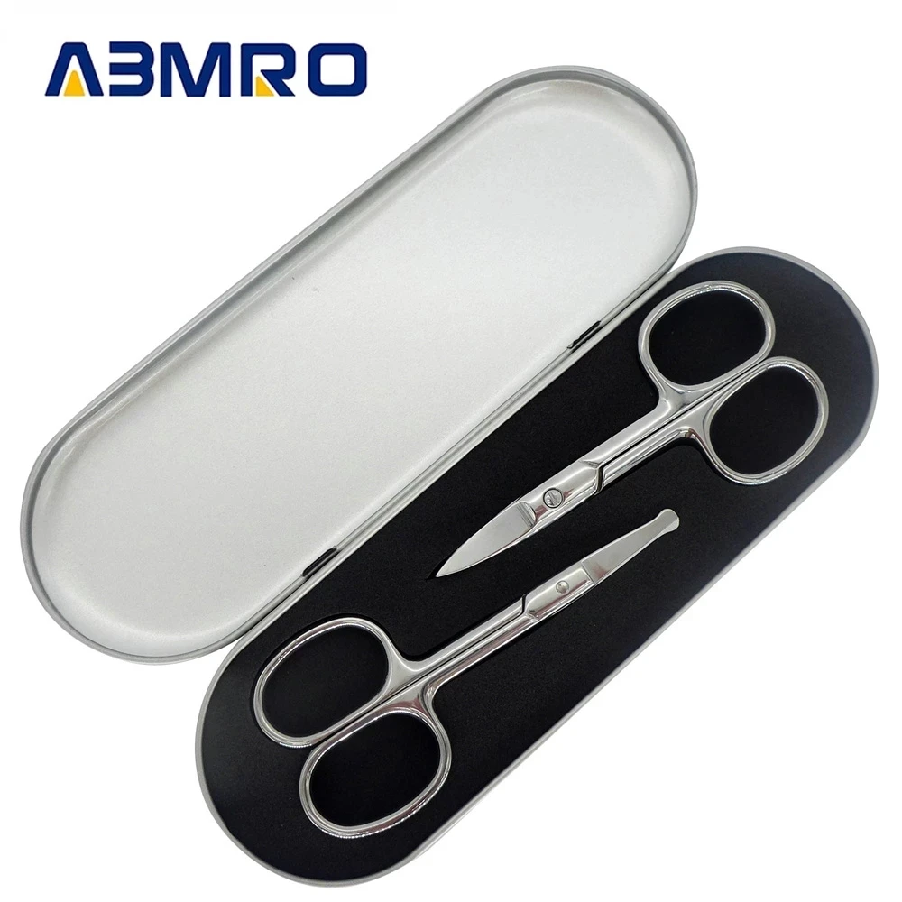 

2Pcs Stainless Steel Grooming Small Scissors Nose Hair Trimming Beard Mustaches Eyebrow Eyelashes Ear Hair Trimmer for Men Women