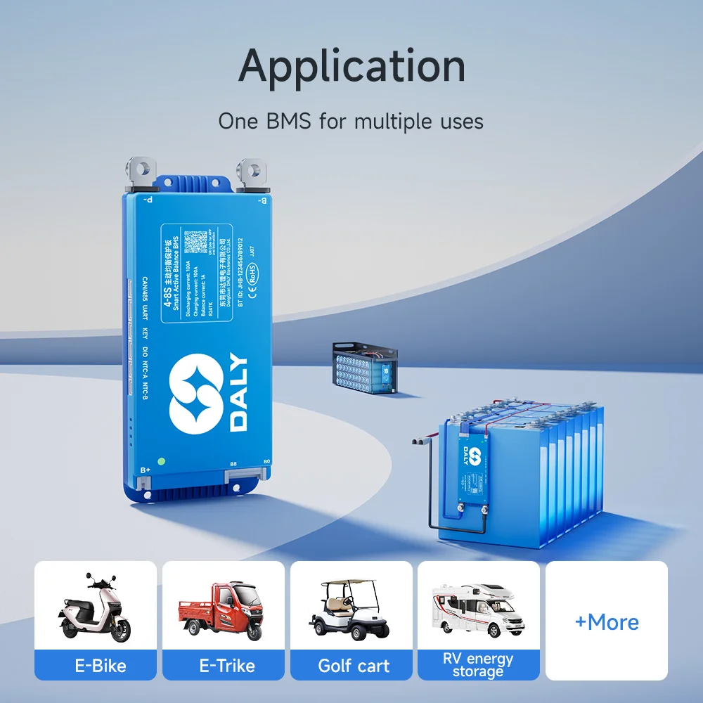 데일리 스마트 BMSWiFi 4S 12V 8S 24V 16S 48V 40A 100A 150A 200A 액티브 밸런스 과충전/방전 보호 기능 탑재, 태양광/EV용, 블루투스 지원