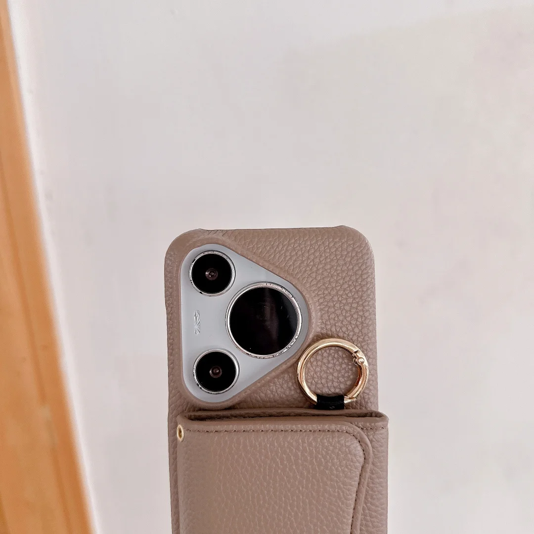 Fashion Leather Skin Protective Case with Card Texture and Lanyard