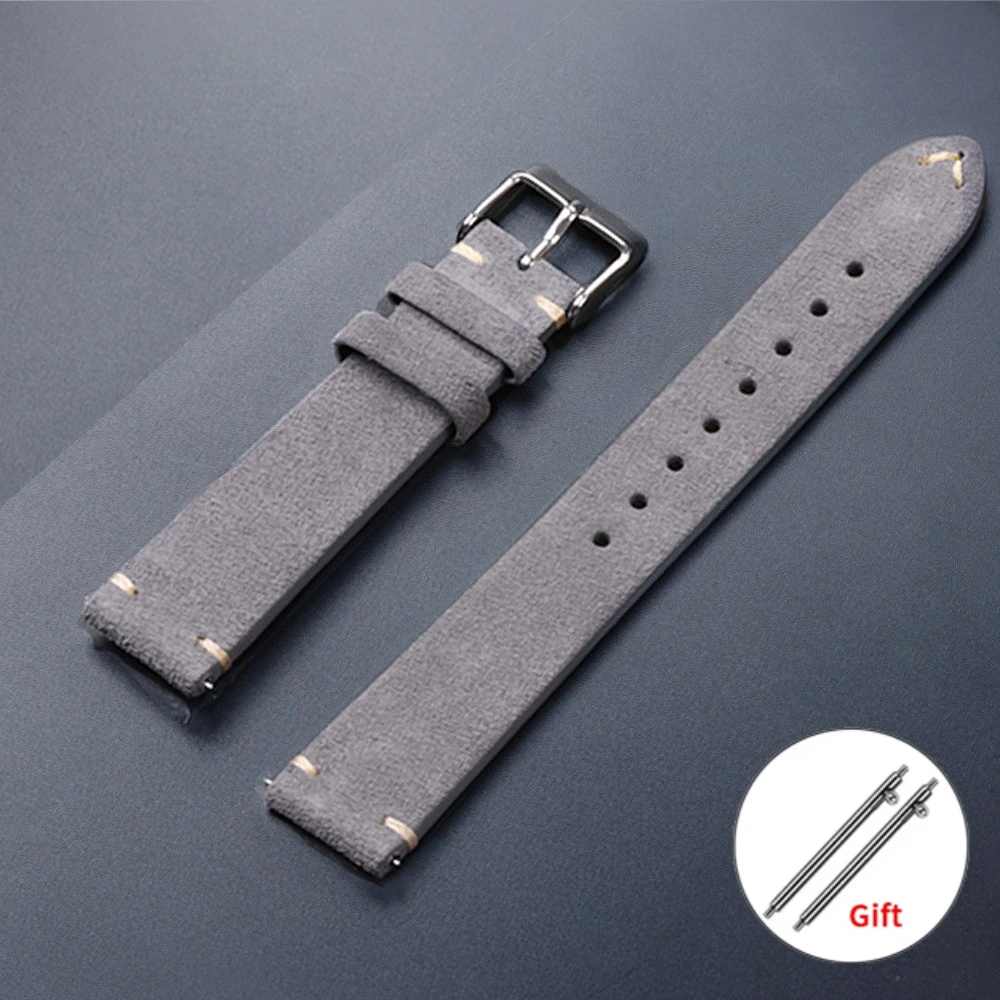 Elegant Soft Suede Watch Strap with Quick Release Wristband Adjustment