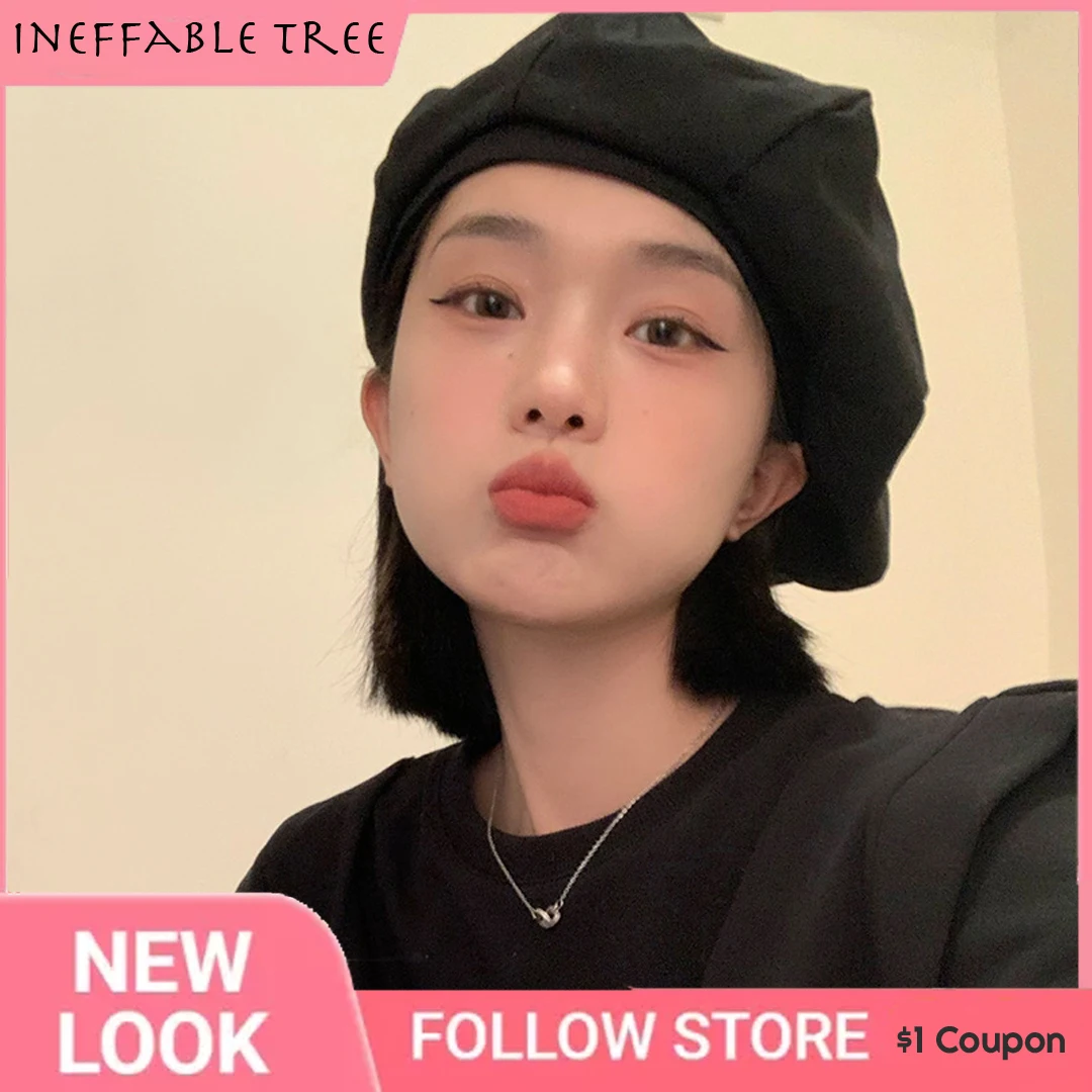 

INS Retro French Beret Hats for Women Summer Sun Cap Gorra Female Cotton Beanie Girls Black Beige Yellow