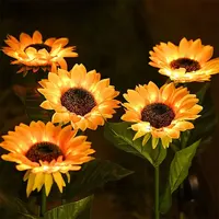 1PC Sunflower Solar Lights Outdoor Decor Sunflower Yellow Flower Lights Decorative Waterproof  Patio Lawn Garden Yard Pathway 1